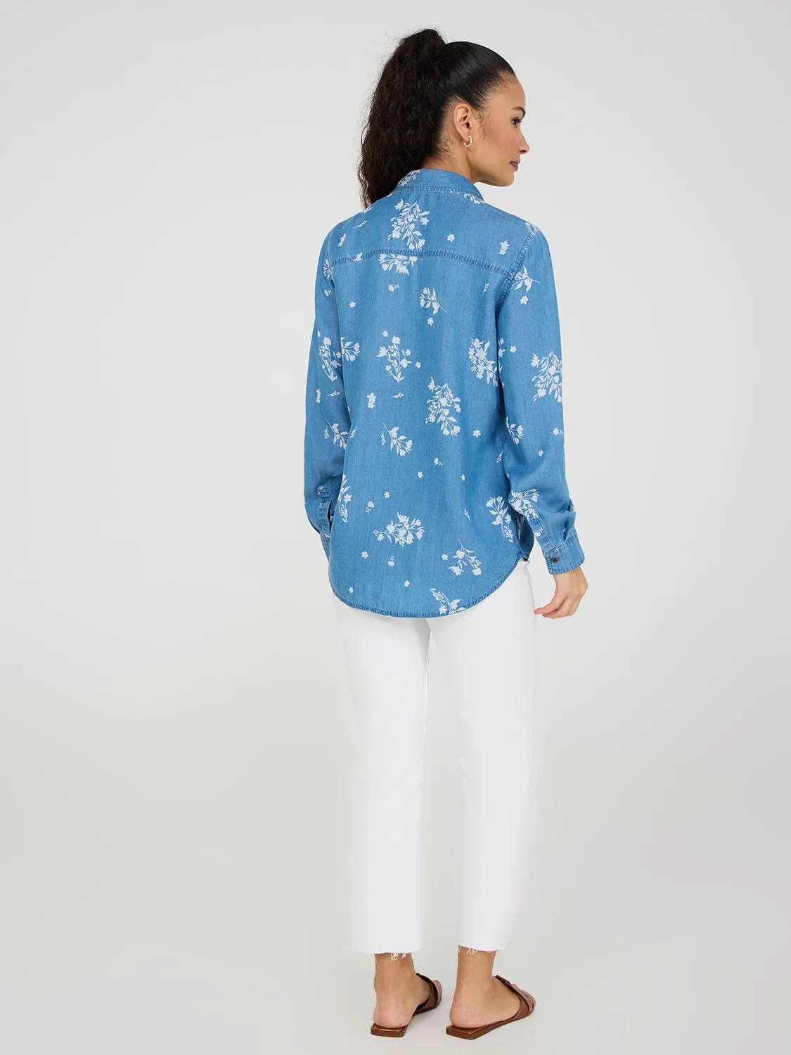 Floral Print Button-Front Tencel Blouse sold by Suzy Shier product image thumbnail 5