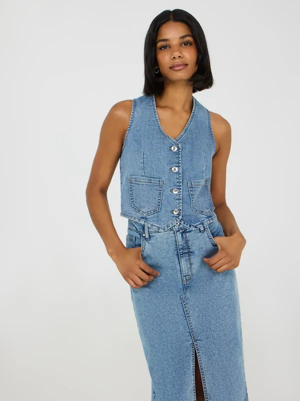 Patch Pocket Denim Vest sold by Suzy Shier