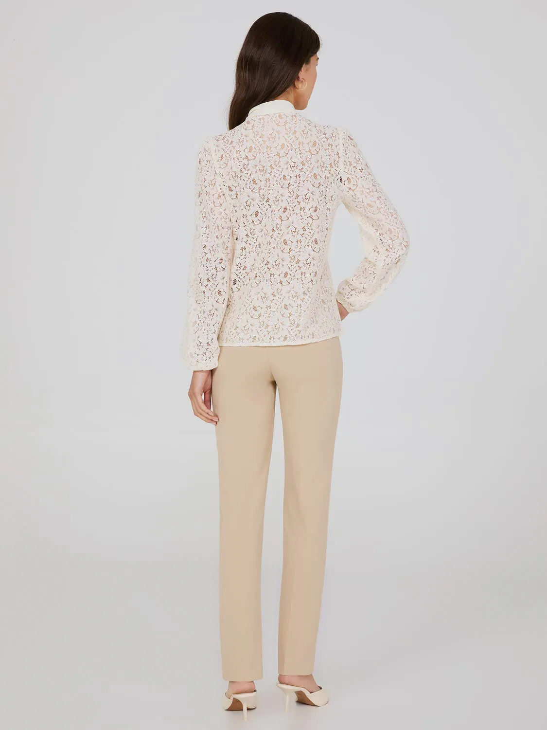 Lace Button-Front Bow Blouse sold by Suzy Shier product image thumbnail 5