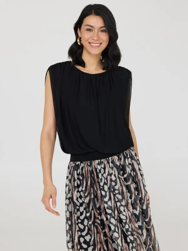 Sleeveless Bubble Hem Top sold by Suzy Shier