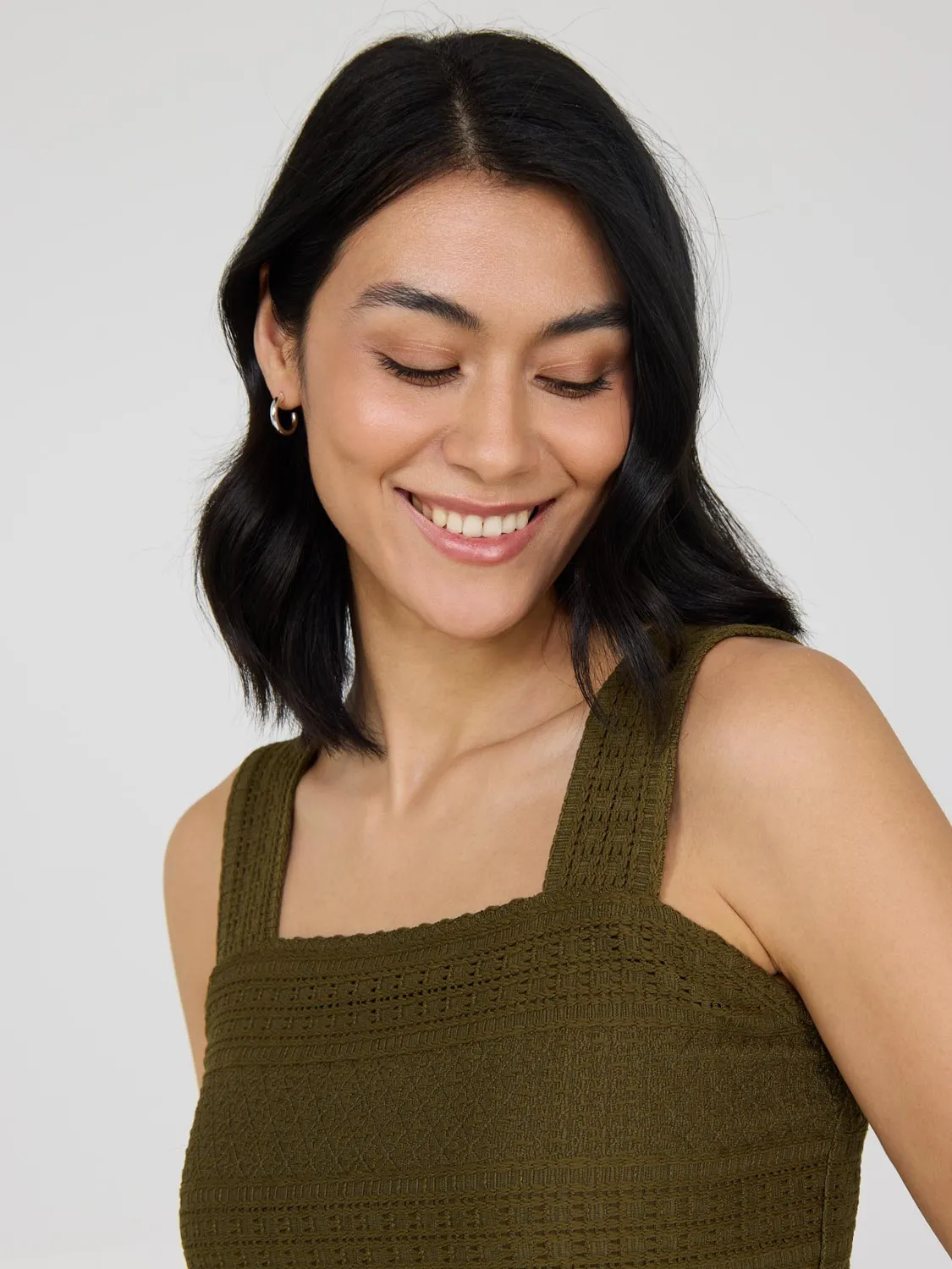 Eyelet Crochet Wide Strap Tank Top sold by Suzy Shier product image thumbnail 3