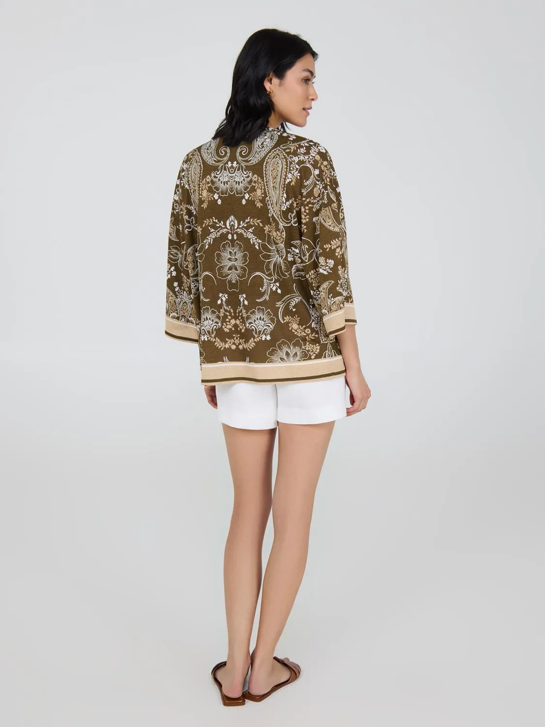 3/4 Sleeve Paisley Kimono sold by Suzy Shier product image thumbnail 2