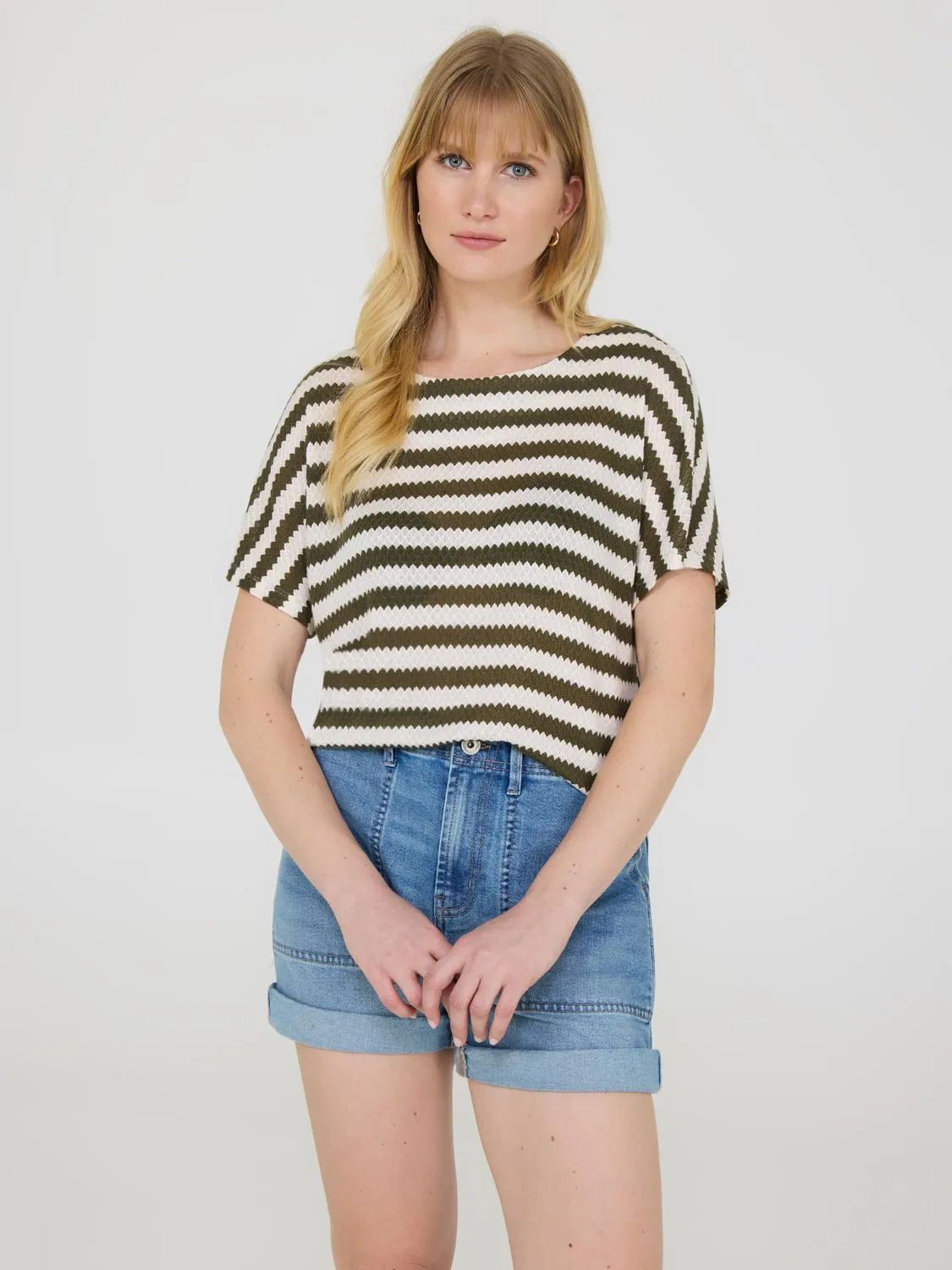 Short Dolman Sleeve Striped Sweater sold by Suzy Shier product image thumbnail 3