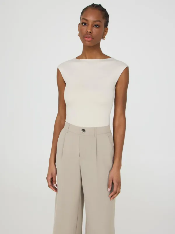 Double Layer Boat Neck Sleeveless Top sold by Suzy Shier