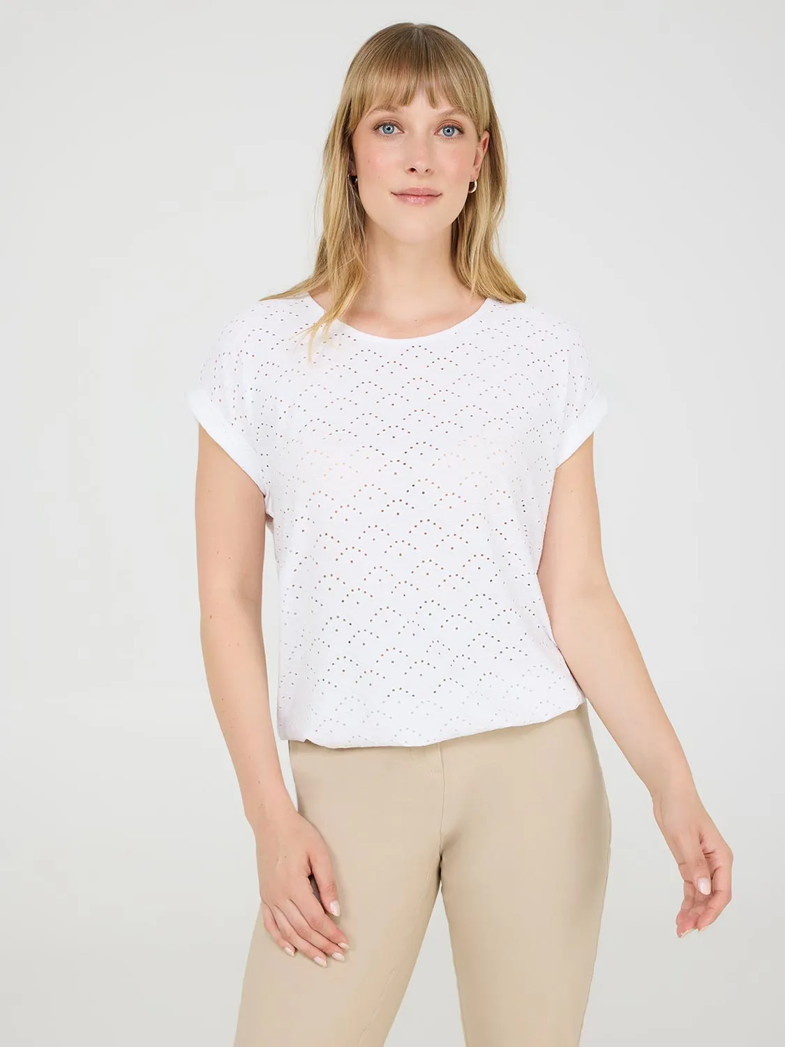 Eyelet Cuffed Dolman Sleeve T-Shirt sold by Suzy Shier product image thumbnail 3
