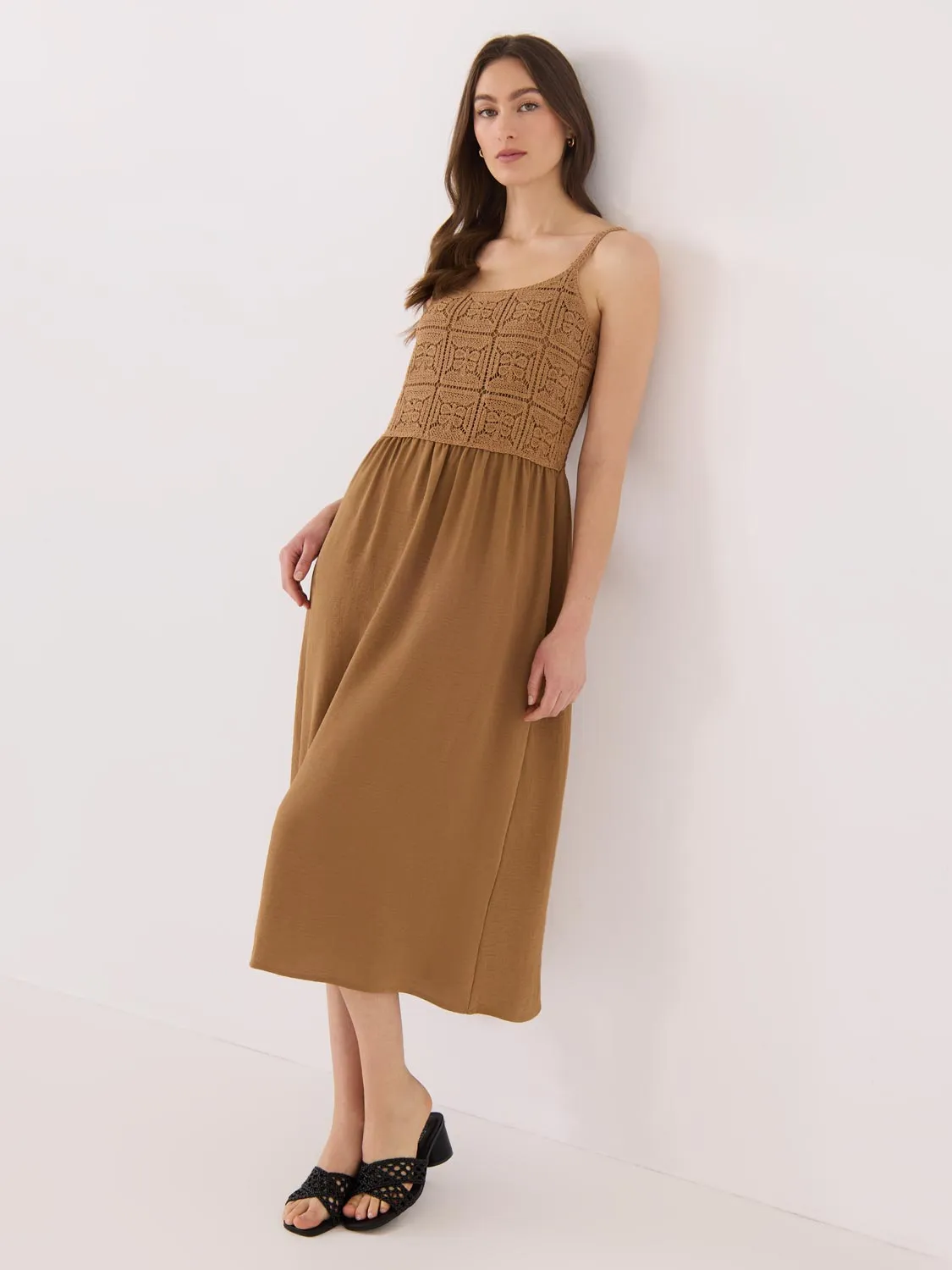 Cotton Midi Dress With Crochet Top sold by Suzy Shier product image thumbnail 5