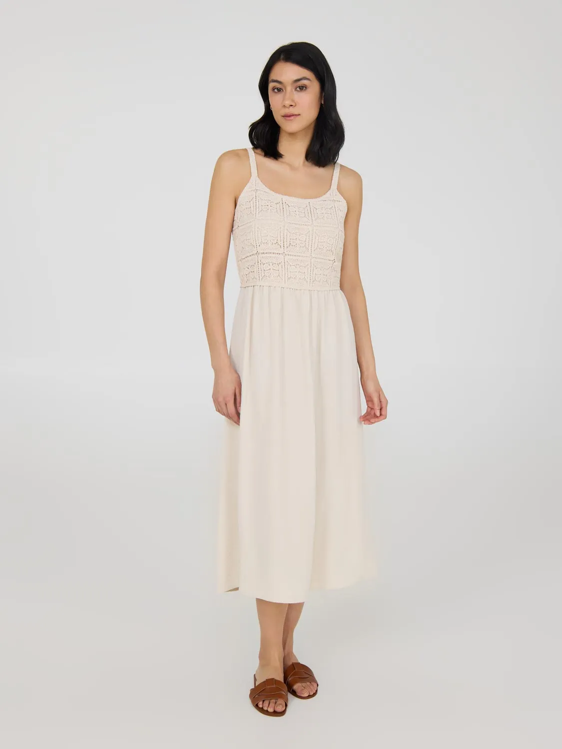 Cotton Midi Dress With Crochet Top sold by Suzy Shier