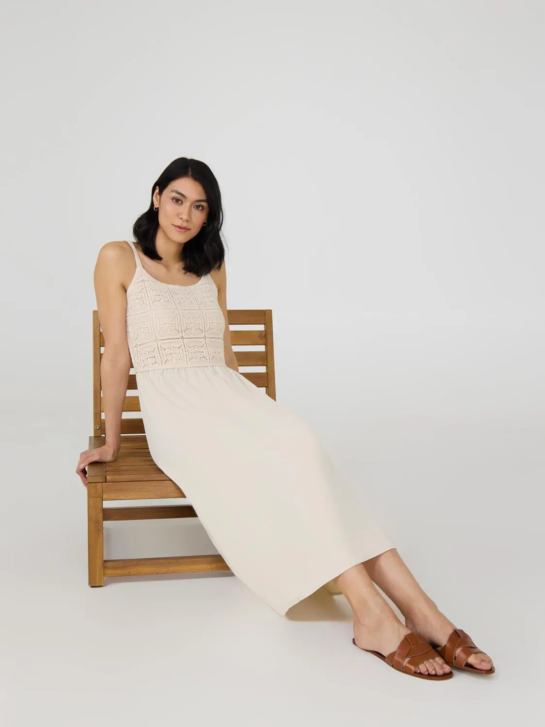 Cotton Midi Dress With Crochet Top sold by Suzy Shier product image thumbnail 3