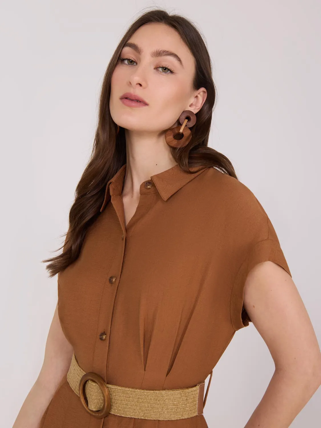 Dolman Sleeve Button-Up Shirt Dress sold by Suzy Shier product image thumbnail 3