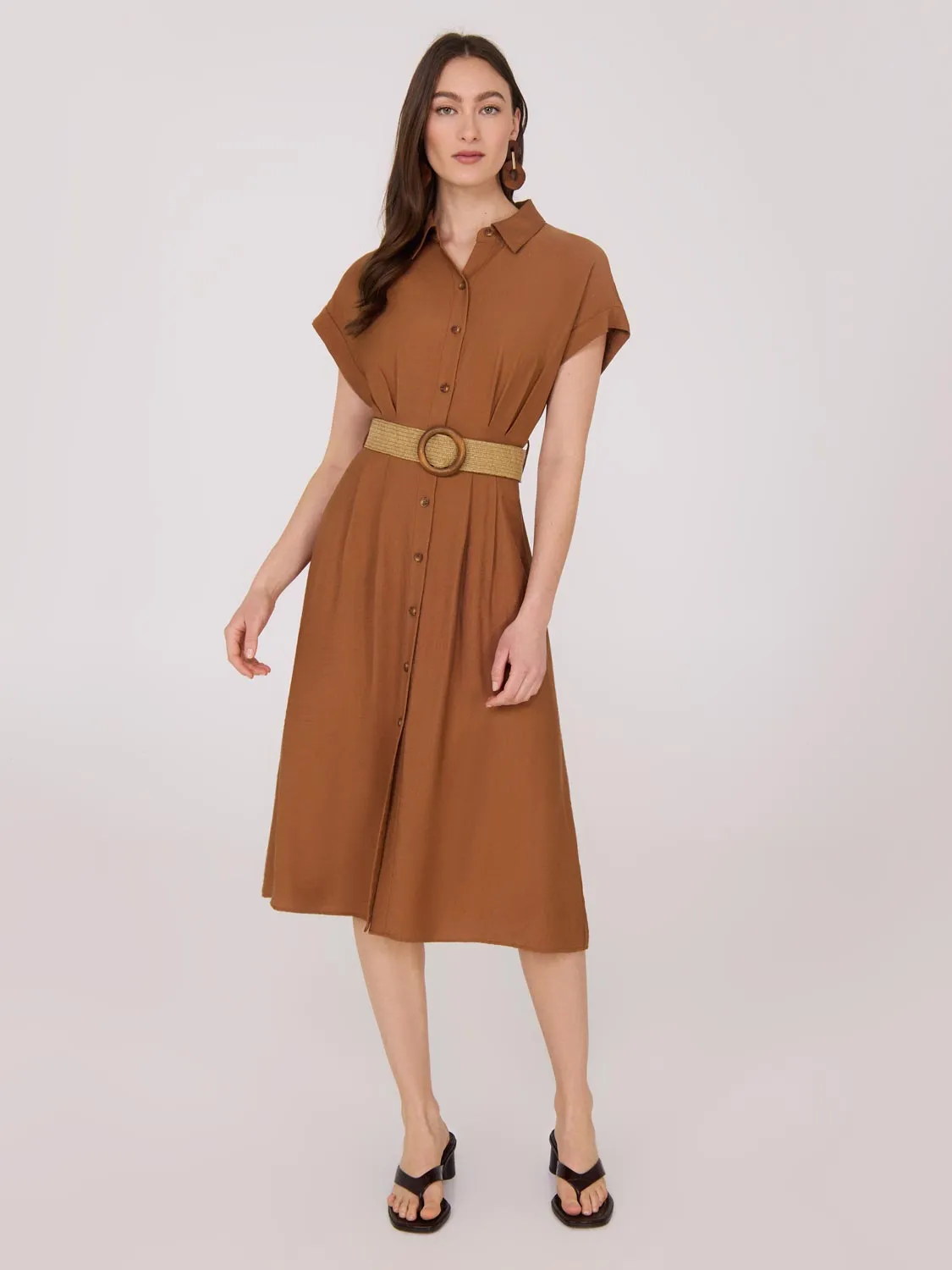 Dolman Sleeve Button-Up Shirt Dress sold by Suzy Shier product image thumbnail 2
