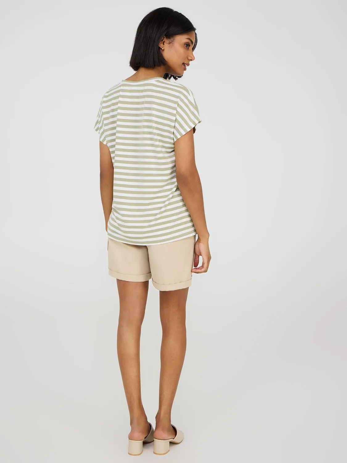Striped V-Neck Dolman Sleeve T-Shirt sold by Suzy Shier product image thumbnail 2