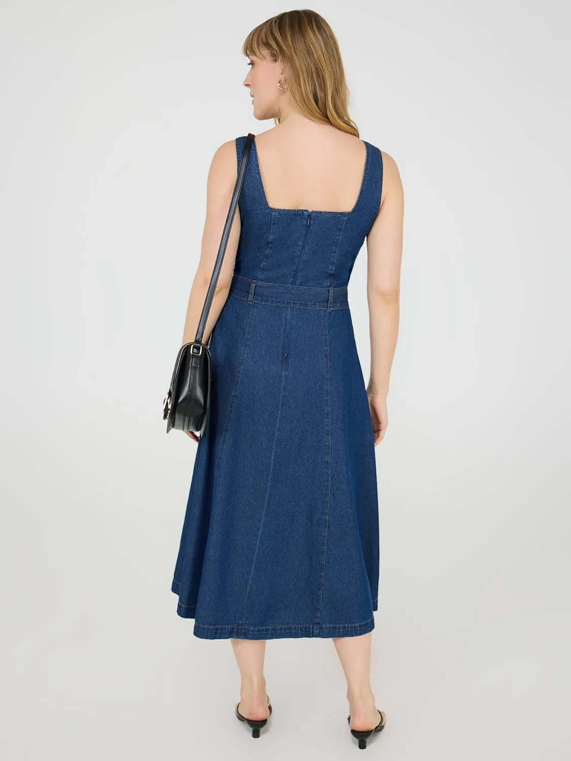 Sleeveless Cotton Denim Midi Dress sold by Suzy Shier product image thumbnail 4