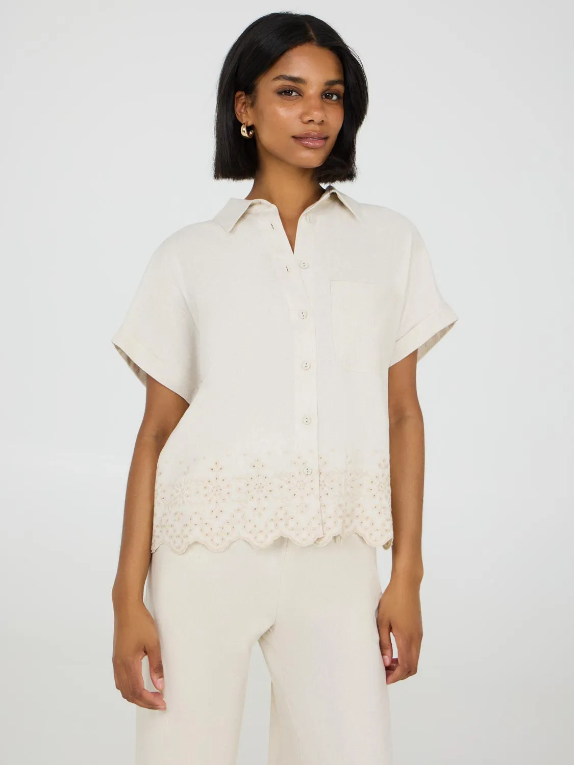 Short Sleeve Linen Blouse sold by Suzy Shier