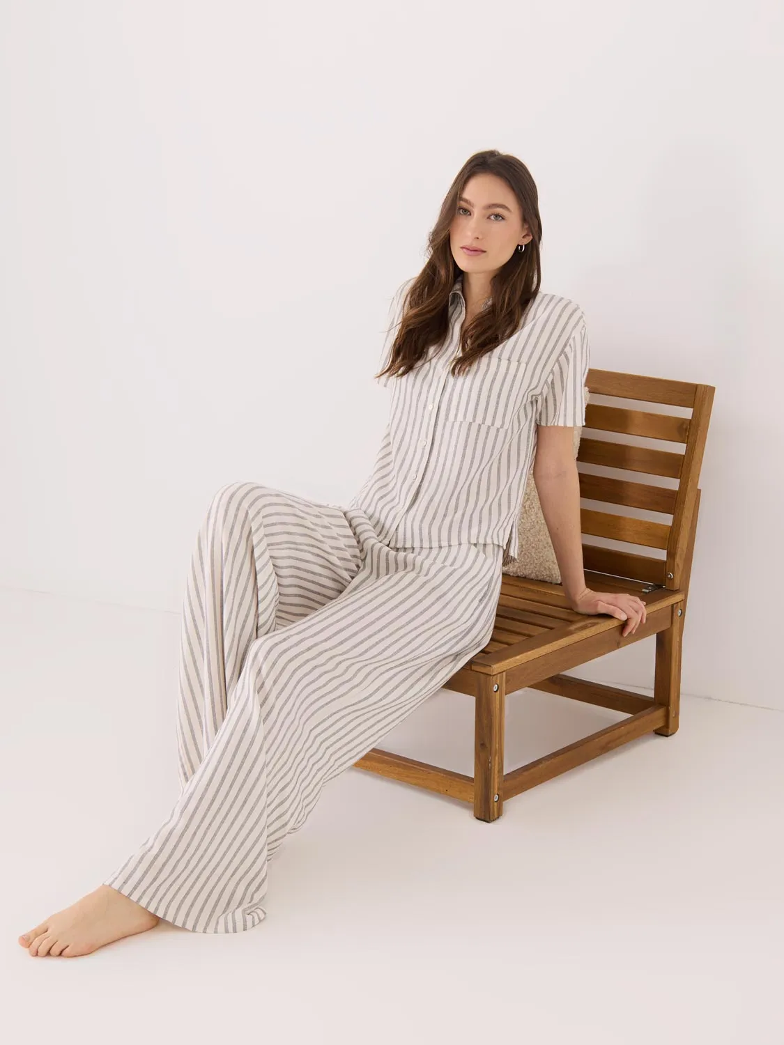 Striped Linen Palazzo Pants sold by Suzy Shier
