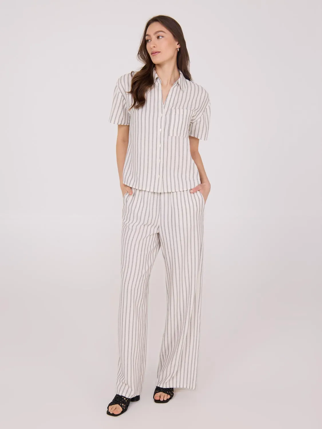 Striped Linen Palazzo Pants sold by Suzy Shier product image thumbnail 4