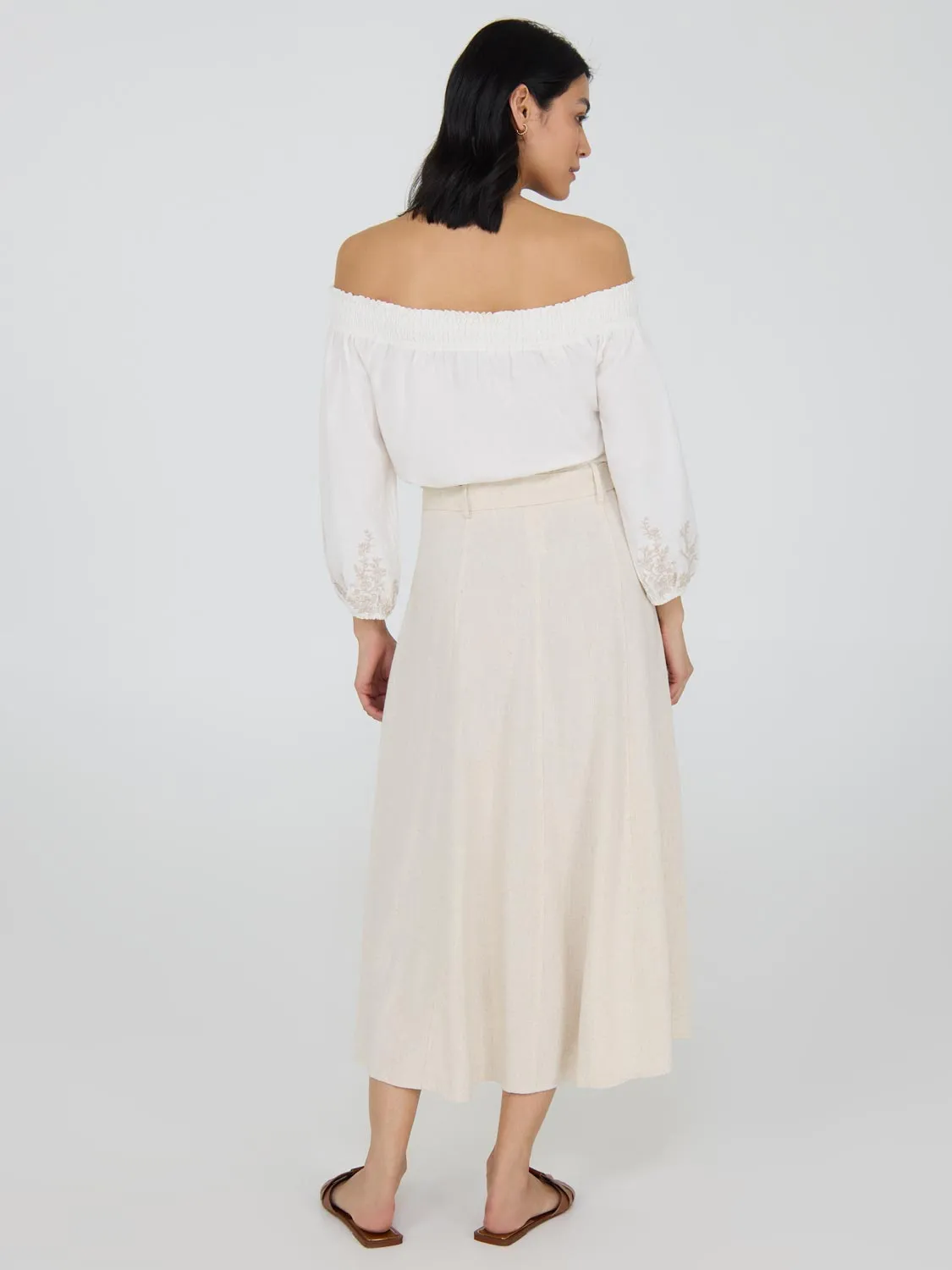 Linen Flared Midi Skirt sold by Suzy Shier product image thumbnail 5