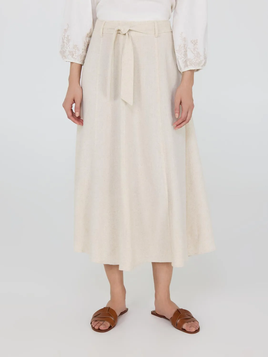 Linen Flared Midi Skirt sold by Suzy Shier product image thumbnail 3