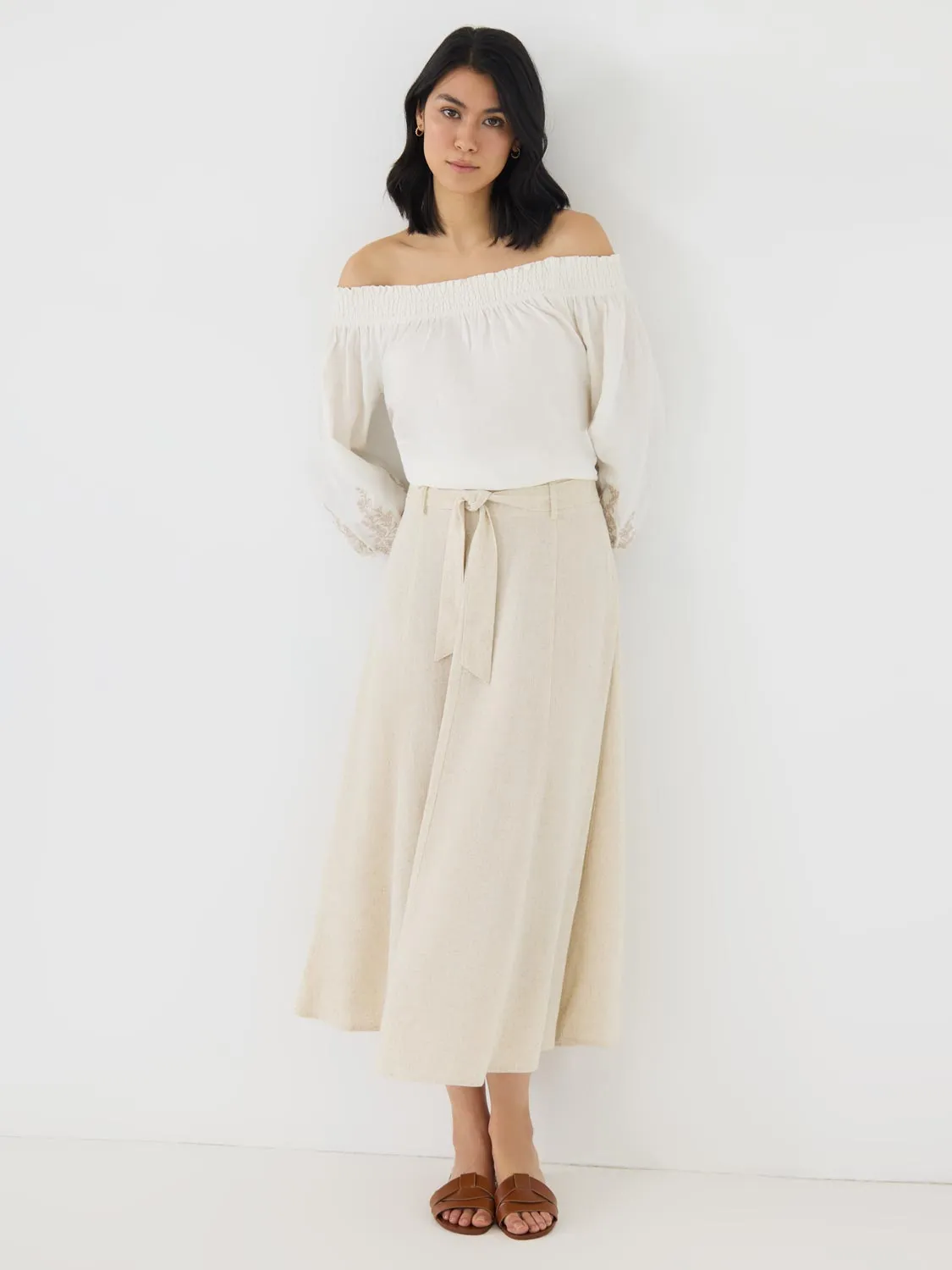 Linen Flared Midi Skirt sold by Suzy Shier product image thumbnail 4