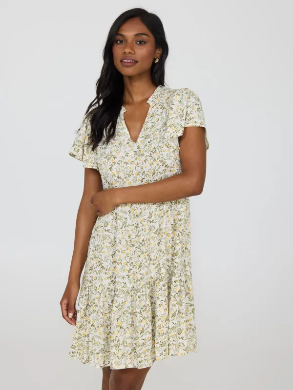 Floral Flutter Sleeve Mini Dress sold by Suzy Shier