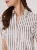 Striped Linen Blend Short Sleeve Blouse sold by Suzy Shier