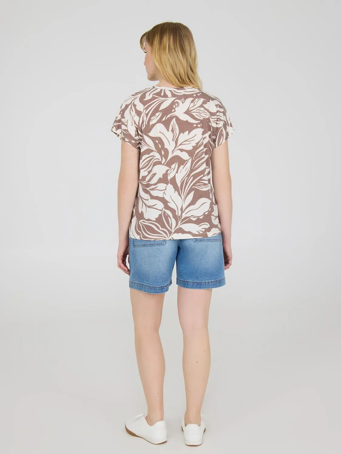 Leaf Print V-Neck Dolman Sleeve T-Shirt sold by Suzy Shier product image thumbnail 2