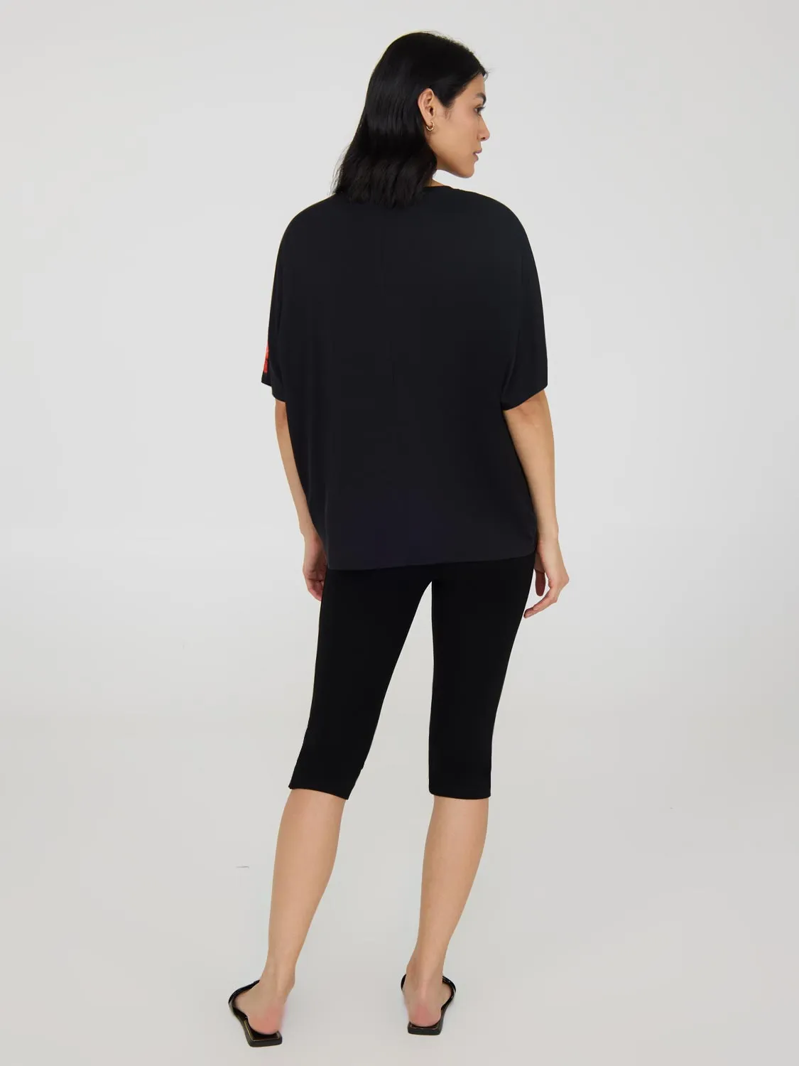 Short Dolman Sleeve Satin Floral Top sold by Suzy Shier product image thumbnail 2