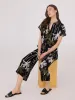 Tropical Print Wide-Leg Gaucho Pants sold by Suzy Shier
