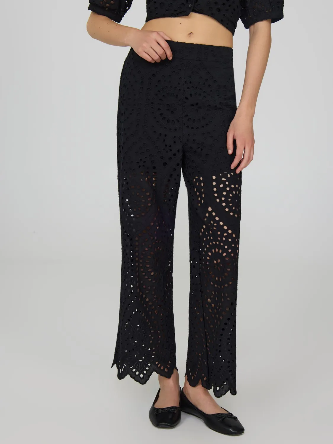 Cropped Eyelet Cotton Pants sold by Suzy Shier product image thumbnail 2