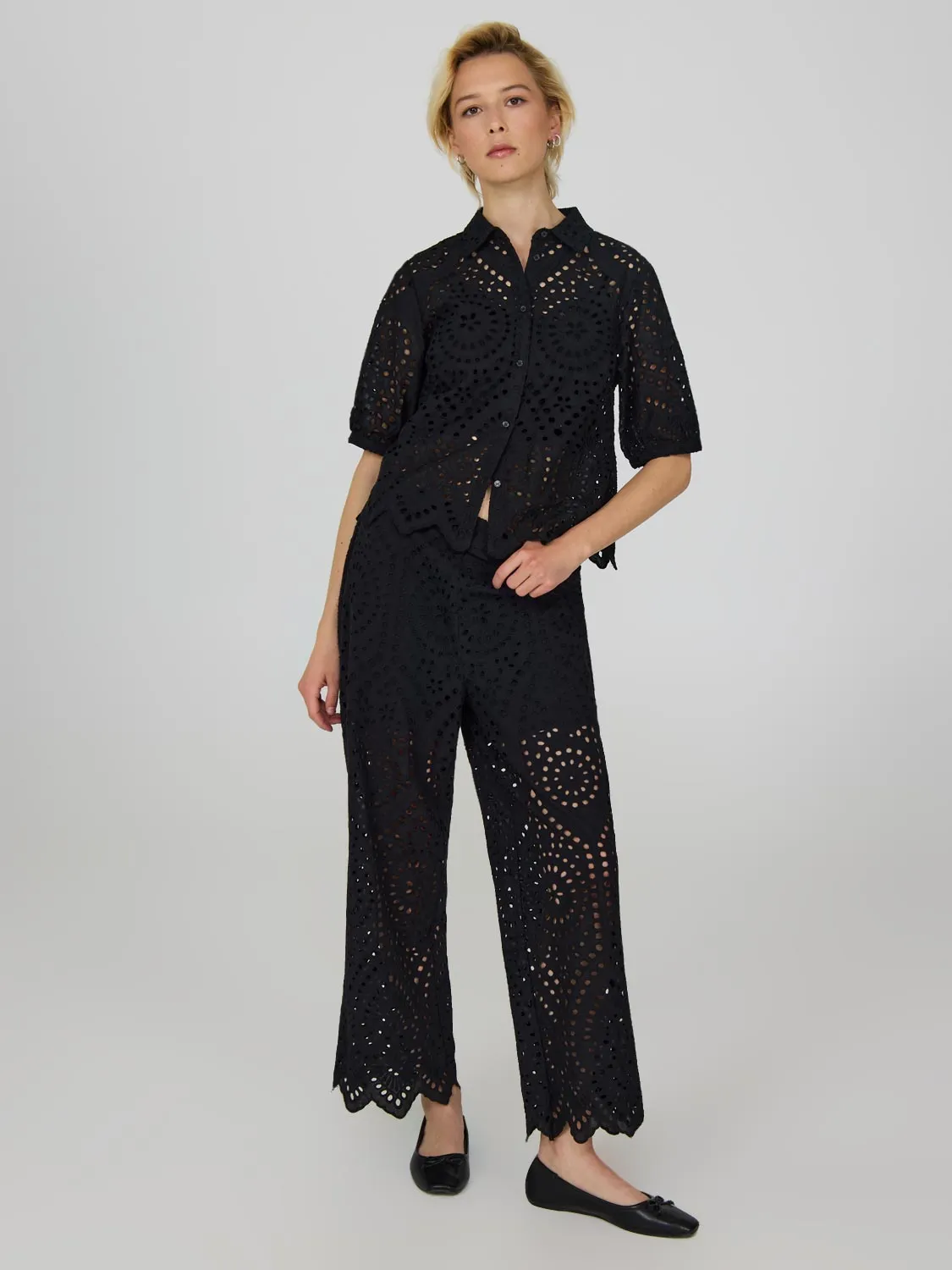 Cropped Eyelet Cotton Pants sold by Suzy Shier