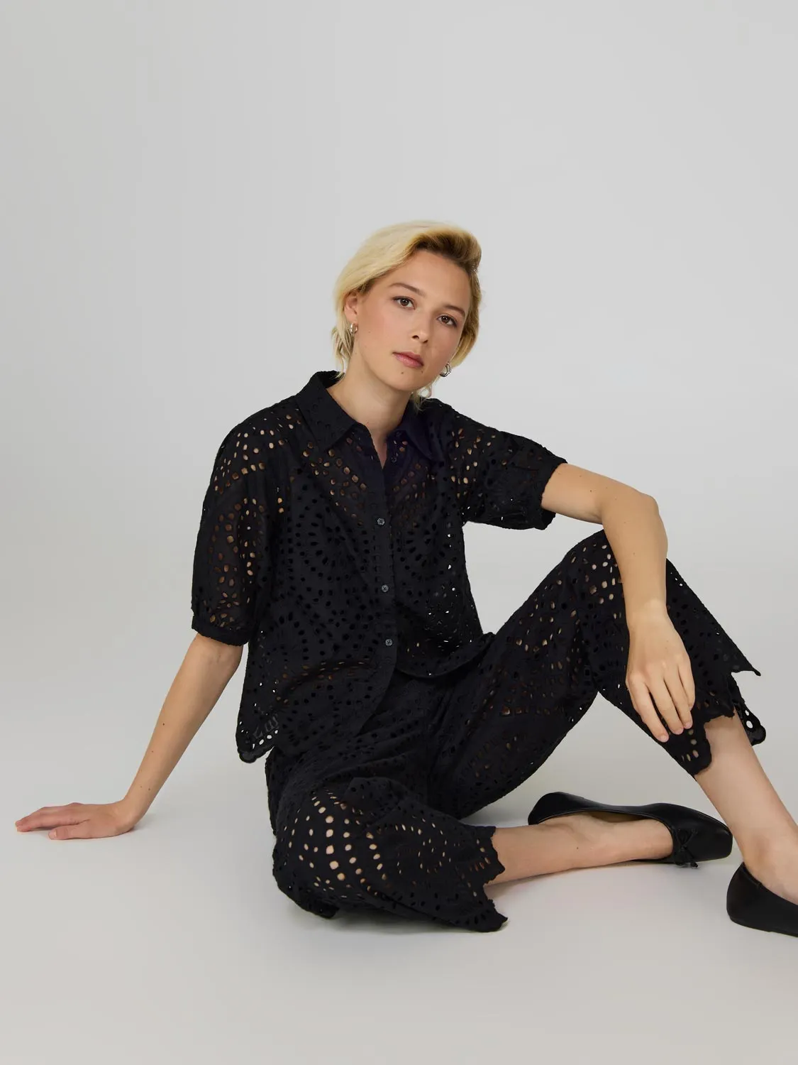 Cropped Eyelet Cotton Pants sold by Suzy Shier product image thumbnail 3