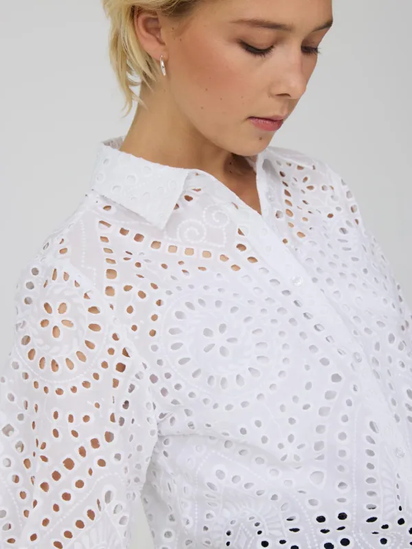 Short Sleeve Eyelet Cotton Blouse sold by Suzy Shier