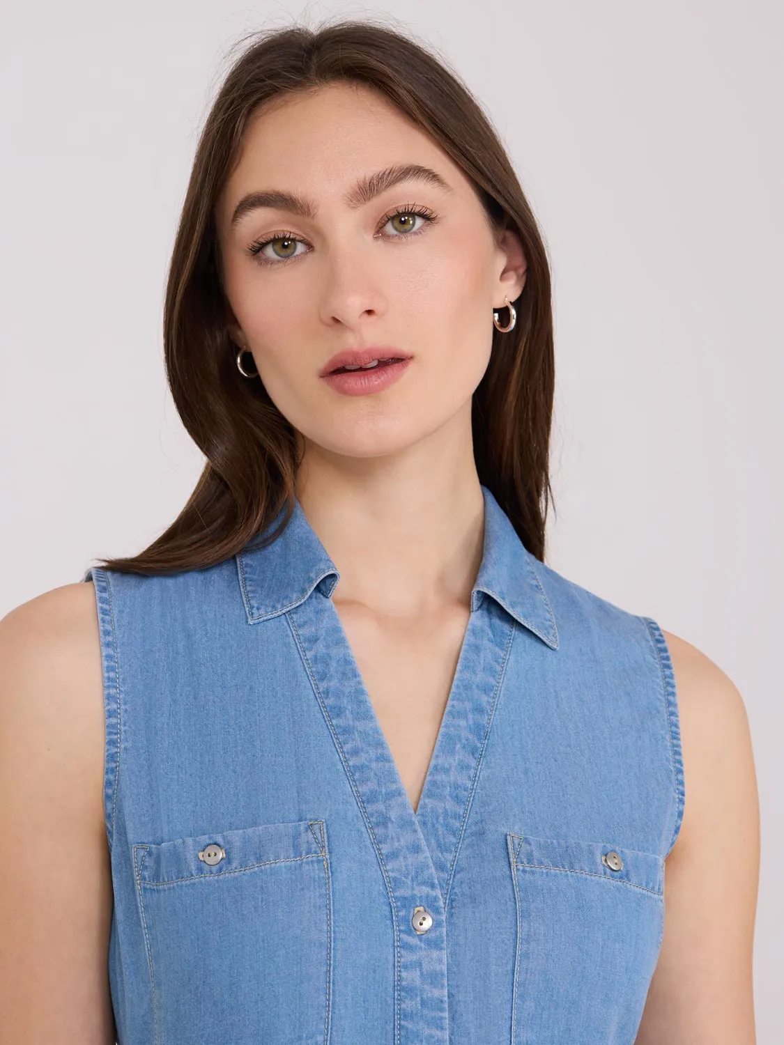 Sleeveless Button-Up A-Line Midi Dress sold by Suzy Shier product image thumbnail 2