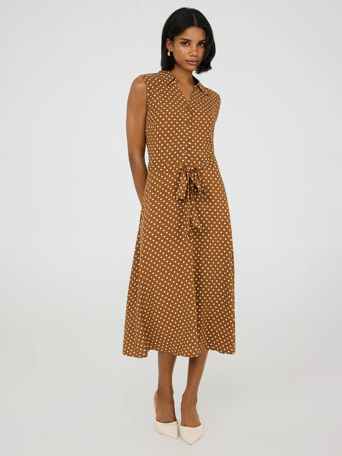 Sleeveless Dot Print Midi Dress sold by Suzy Shier
