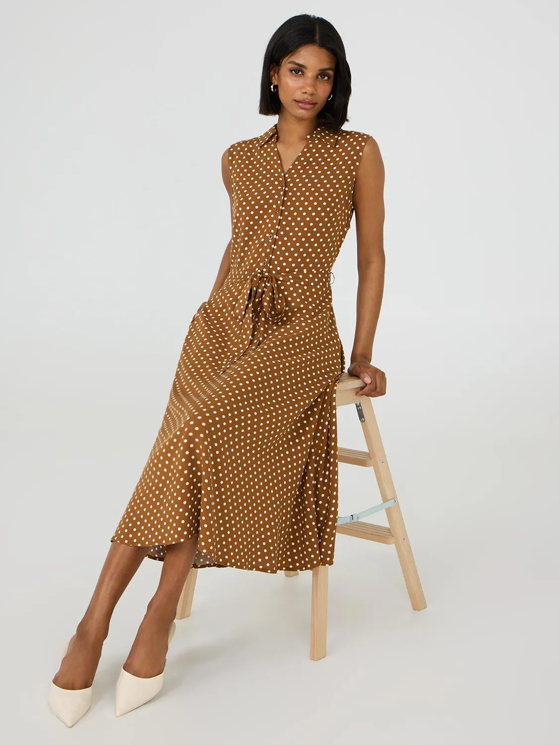 Sleeveless Dot Print Midi Dress sold by Suzy Shier product image thumbnail 3
