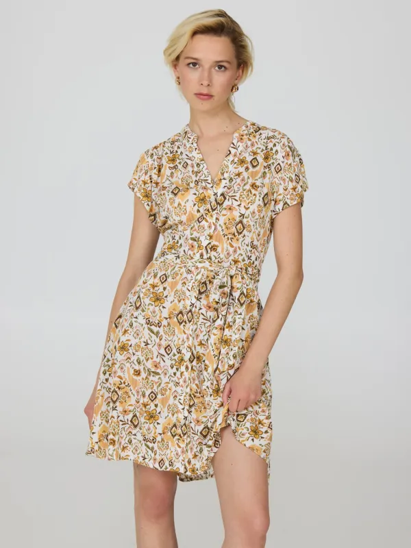 Floral Print Button-Front Textured Dress sold by Suzy Shier