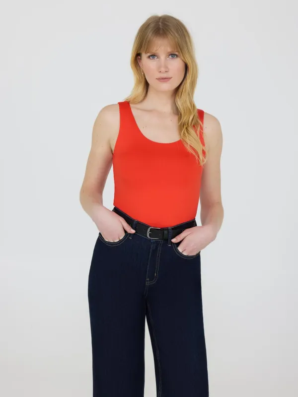 Double Layer Scoop Neck Tank Top sold by Suzy Shier