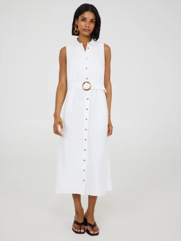 Sleeveless Linen Midi Shirt Dress sold by Suzy Shier
