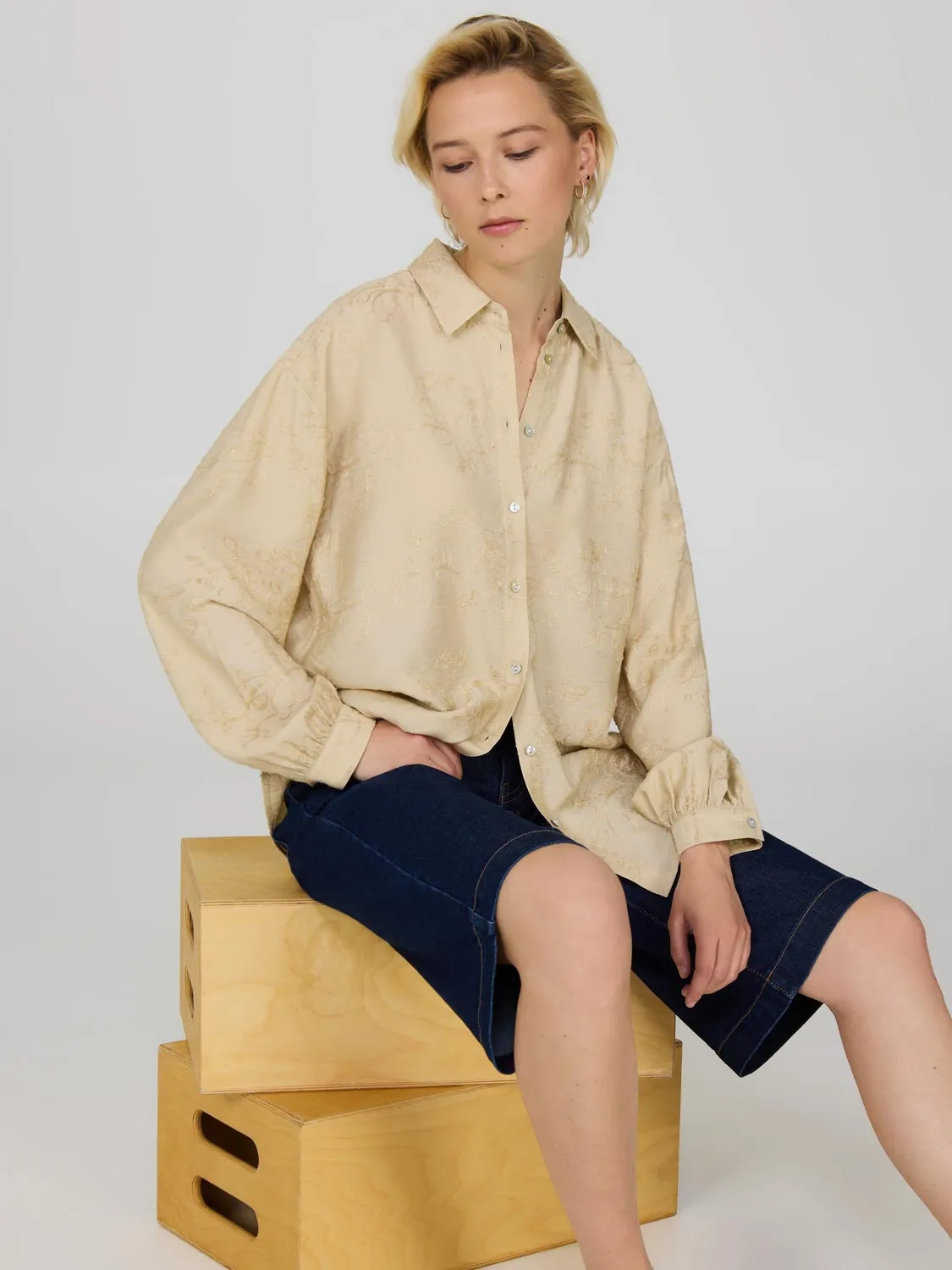 Embroidered Button-Up Blouse sold by Suzy Shier product image thumbnail 3