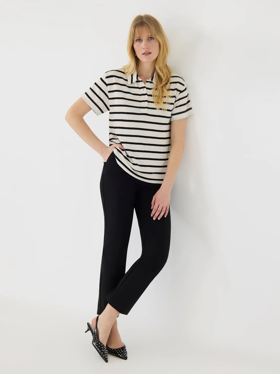 Short Sleeve Striped Polo Shirt sold by Suzy Shier product image thumbnail 3