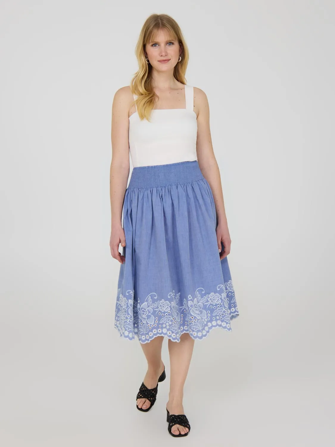 Embroidered Cotton Midi Skirt sold by Suzy Shier