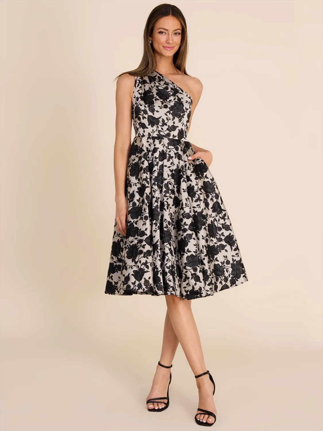 Floral Jacquard One-Shoulder Dress sold by Suzy Shier