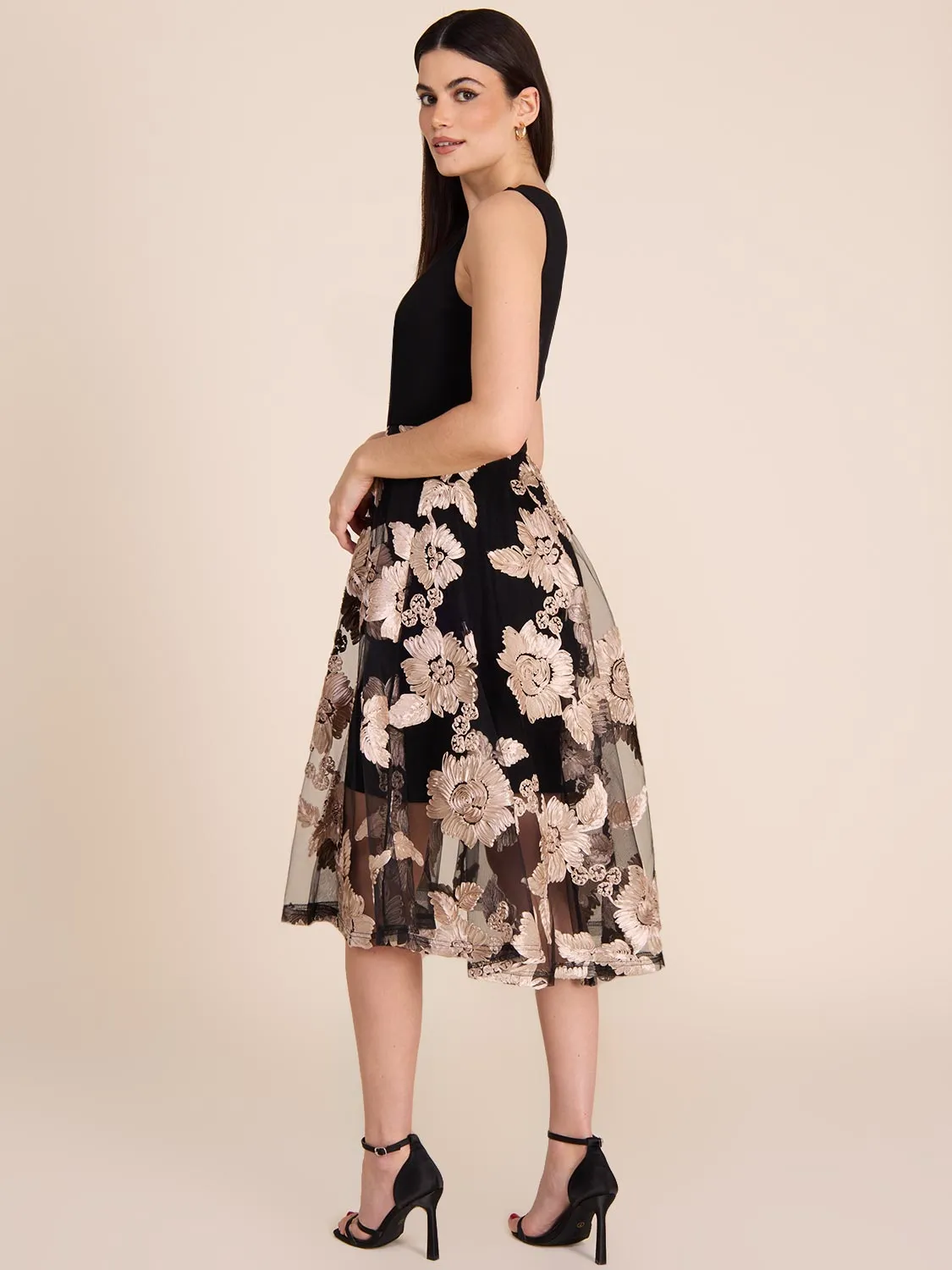 Midi Fit & Flare Dress With Floral Mesh Skirt sold by Suzy Shier product image thumbnail 2