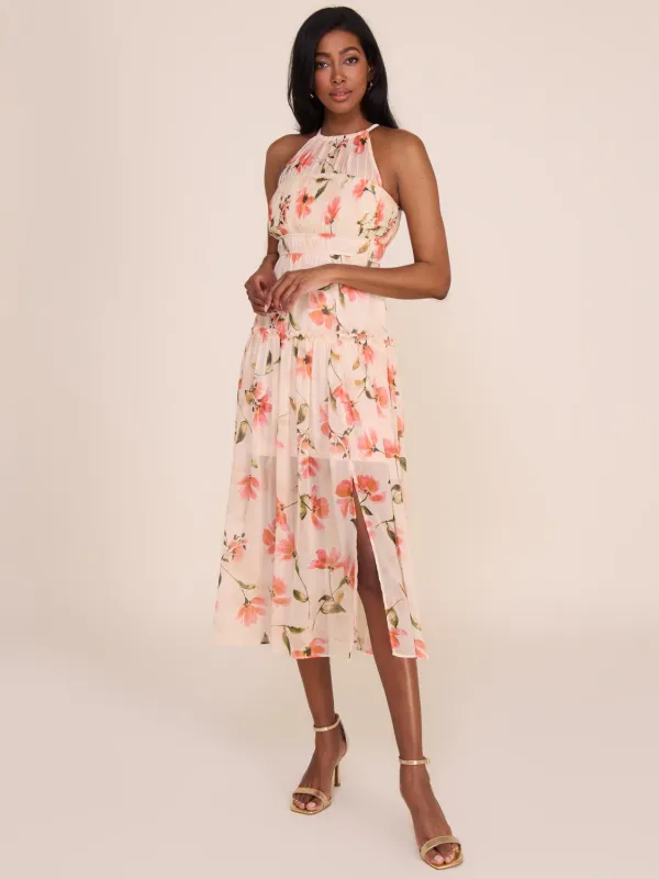 Halter Neck Tiered Ruffle Floral Dress sold by Suzy Shier
