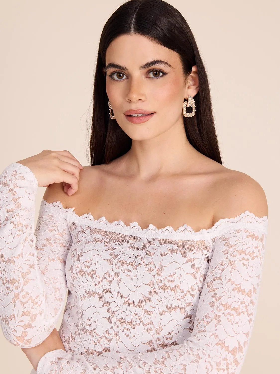 Off-The-Shoulder Lace Midi Dress sold by Suzy Shier product image thumbnail 2