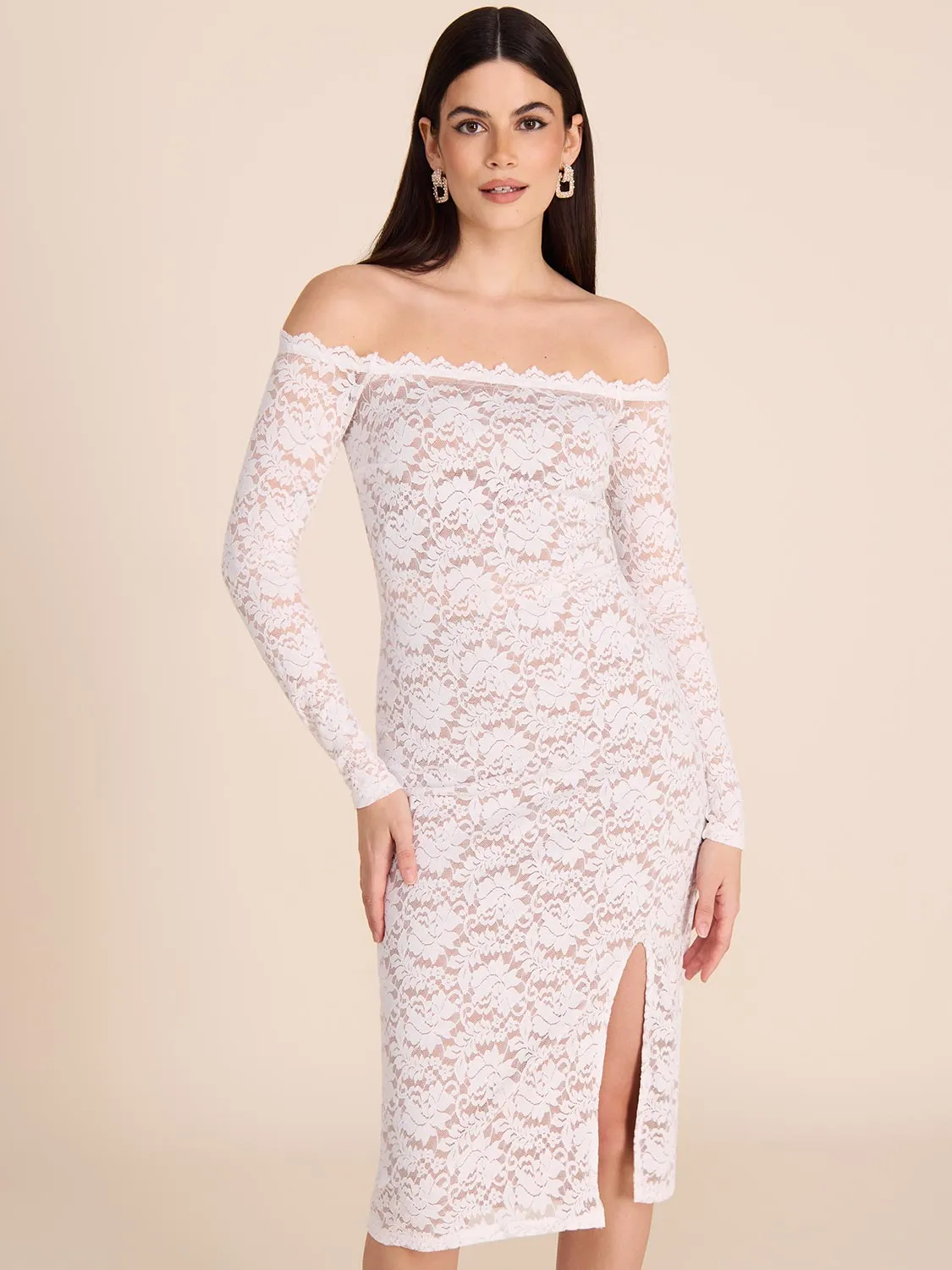 Off-The-Shoulder Lace Midi Dress sold by Suzy Shier product image thumbnail 3