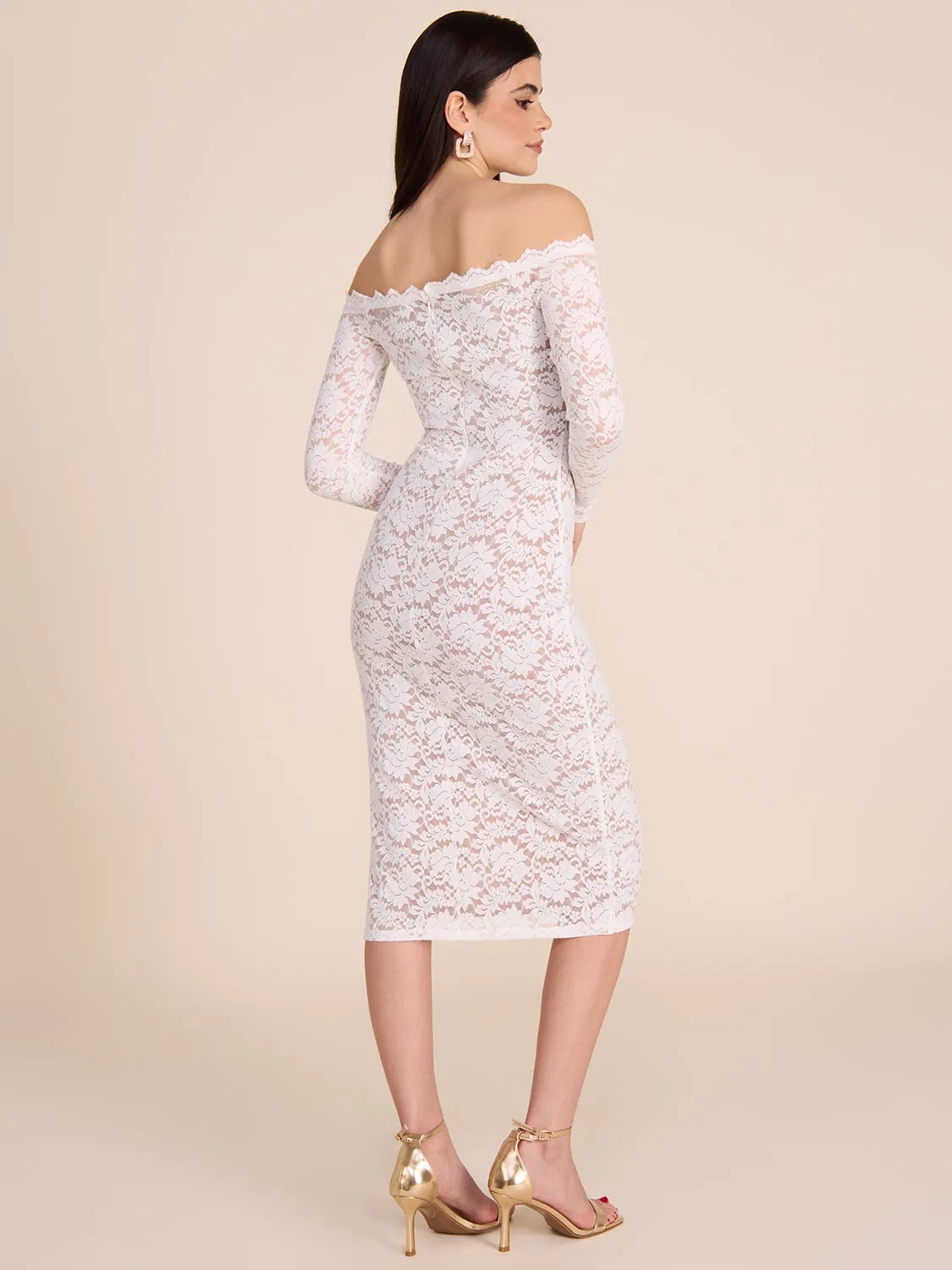 Off-The-Shoulder Lace Midi Dress sold by Suzy Shier product image thumbnail 4