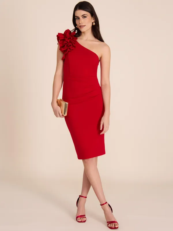 One-Shoulder Midi Sheath Dress With Rosettes sold by Suzy Shier