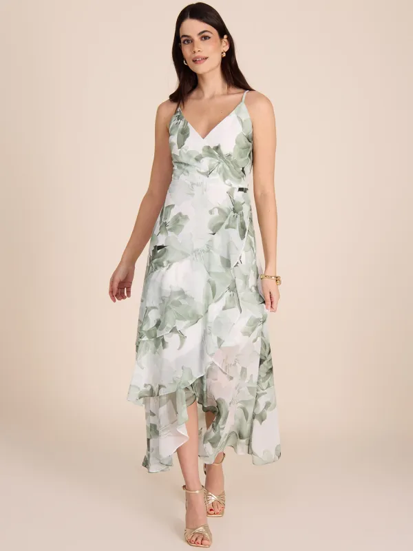 Ruffle High-Low Floral Dress sold by Suzy Shier