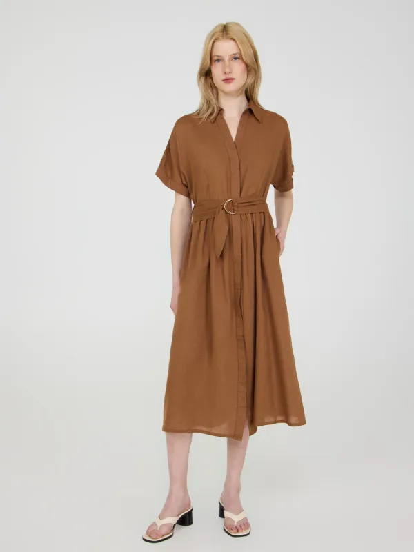 Linen Blend Dolman Sleeve Shirt Dress sold by Suzy Shier
