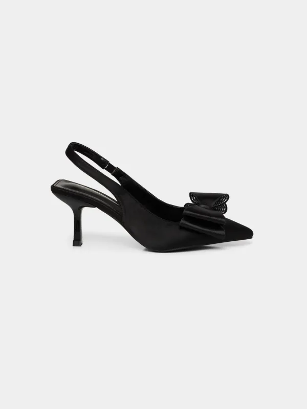 Satin Sling-Back Pump With Bow sold by Suzy Shier